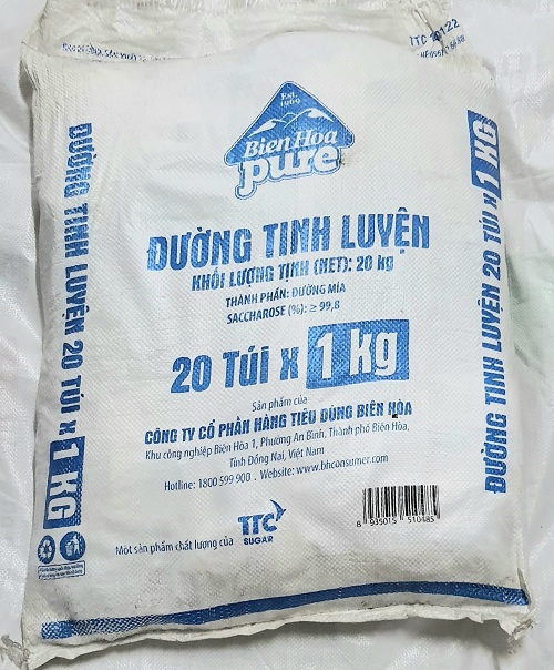 Đường Cát Trắng Tinh luyện Biên hòa Pure túi 1kg Bao 20 túi